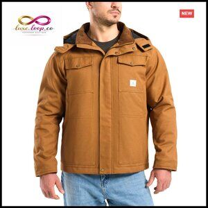 Men's Water Resistant Hooded Duck Canvas Work Jacket Insulated Relaxed Fit